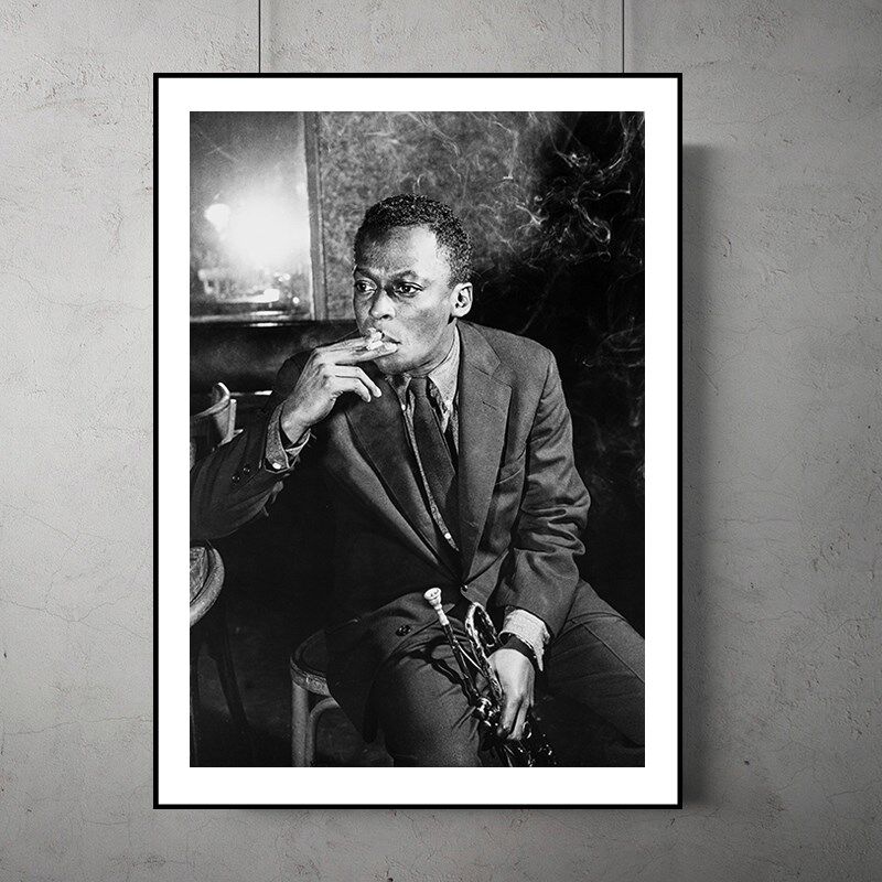 Miles Davis 迈尔斯戴维斯小号演奏家爵士蓝调布鲁斯音乐酒吧挂画