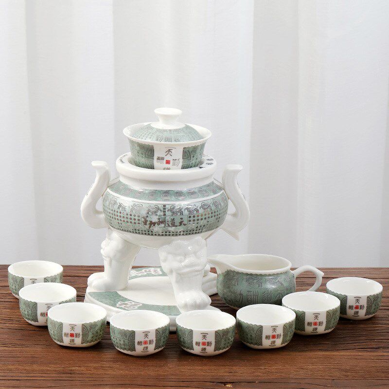 一言九鼎陶瓷懒人全自动功夫茶具套装家用办公旋转泡茶器高档礼盒