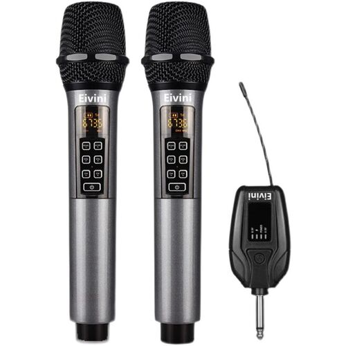 Eivini D300 君伍摇滚王专用无线话筒K歌KTV一拖二麦克风音量可调