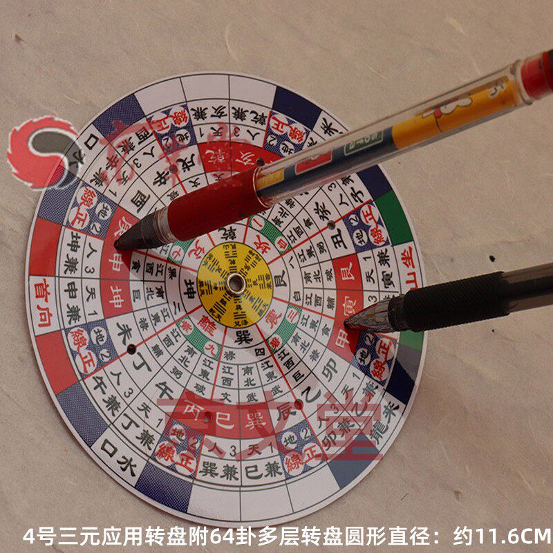 透明罗盘尺立极尺多层转盘解盘配孔洞二十四山绘图建筑罗庚布局尺
