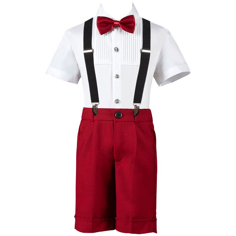 儿童合唱演出服红色男女童表演服装幼儿园毕业照礼服主持人演出服