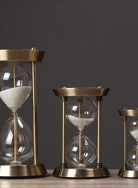摆件沙漏创意计时器装饰金属品北欧30分钟家居客厅轻奢60欧式复古