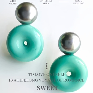 甜甜圈耳环薄荷绿自然优雅气质通勤百搭小众独特轻奢悦己甜酷耳饰