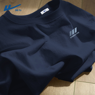 回力短袖男款t恤藏青色圆领硬挺男装青少年百搭休闲纯棉半袖男士D