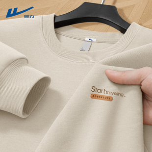 回力卫衣男美式高街圆领男士衣服2026新款春天宽松硬挺男款上衣C