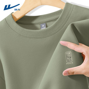 回力圆领卫衣男春秋季2025新款男款春款套头衫绿色男士春装上衣Y