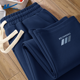 回力休闲裤男款春秋季简约美式卫裤男运动重磅宽松跑步直筒裤男C