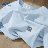 男款 夏季 2026新款 回力天蓝色短袖 清新质感青少年半截袖 t恤男纯棉D