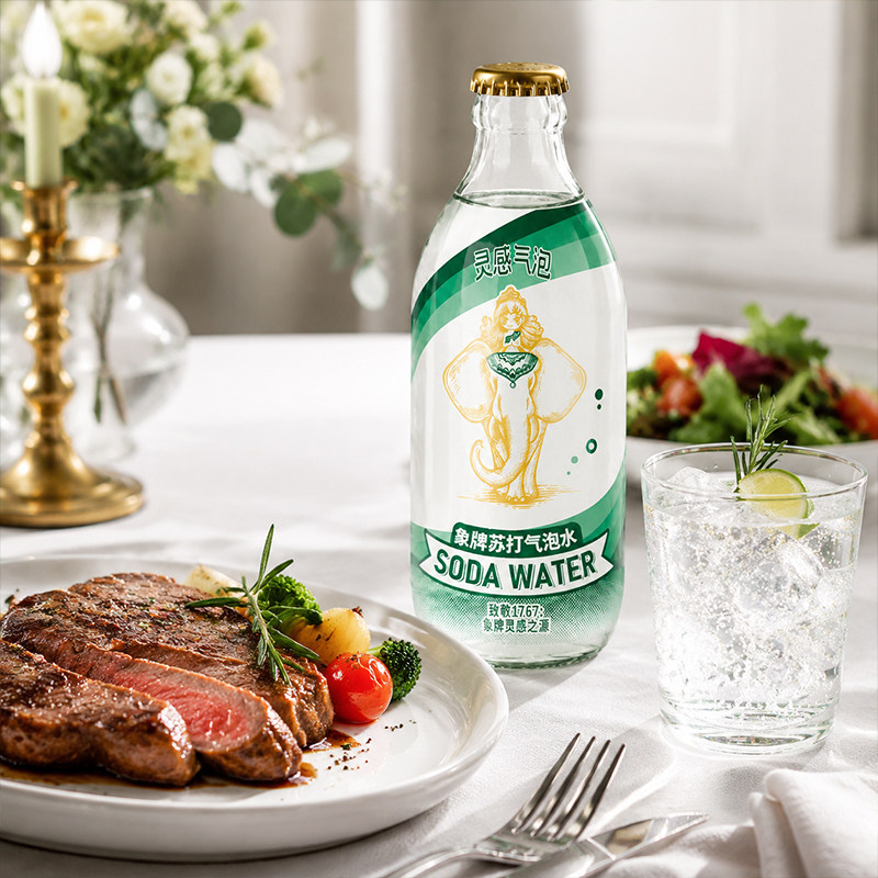 象牌苏打水原味荔枝桃子多味含汽健身无糖饮料气泡水325mL*24瓶