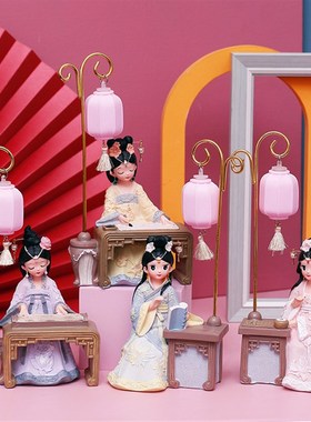 复古玲珑少女汉服女孩琴棋书画树脂家居装饰摆件闺蜜礼物古风娃娃