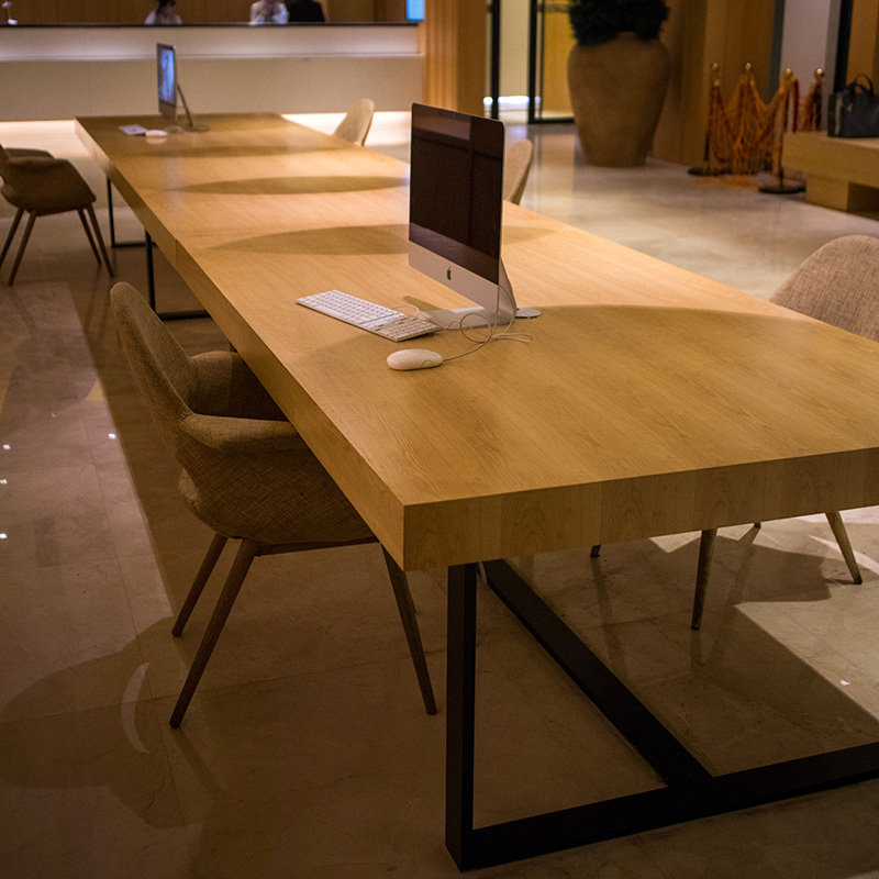 实木会议桌loft工业风办公室电脑桌洽谈桌椅组合简约大型长条桌子