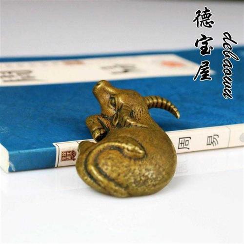 实心铜卧牛扭转乾坤镇纸文镇笔架纯铜日式铜茶宠可养风水摆饰小号