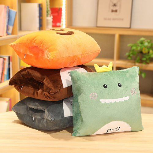 极速Dinosaur Animal Blanket Cute Nap Pillow Hand Warmer Plus