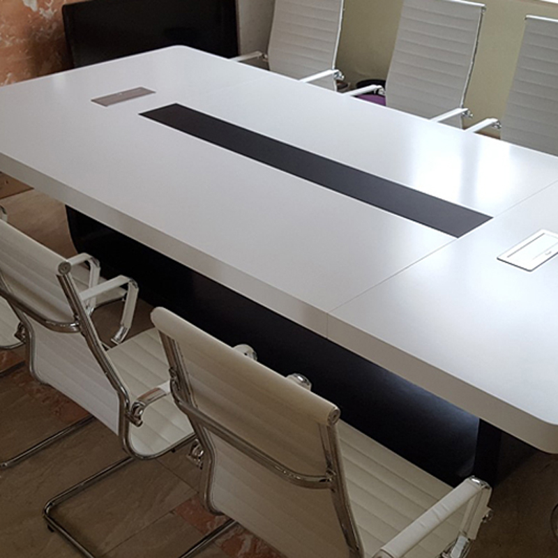 简约白色烤漆会议桌现代大型办公桌长桌油漆贴皮办公家具椅长条桌