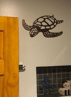极速Metal Sea Turtle Ornament Beach Theme Decor Wall Art