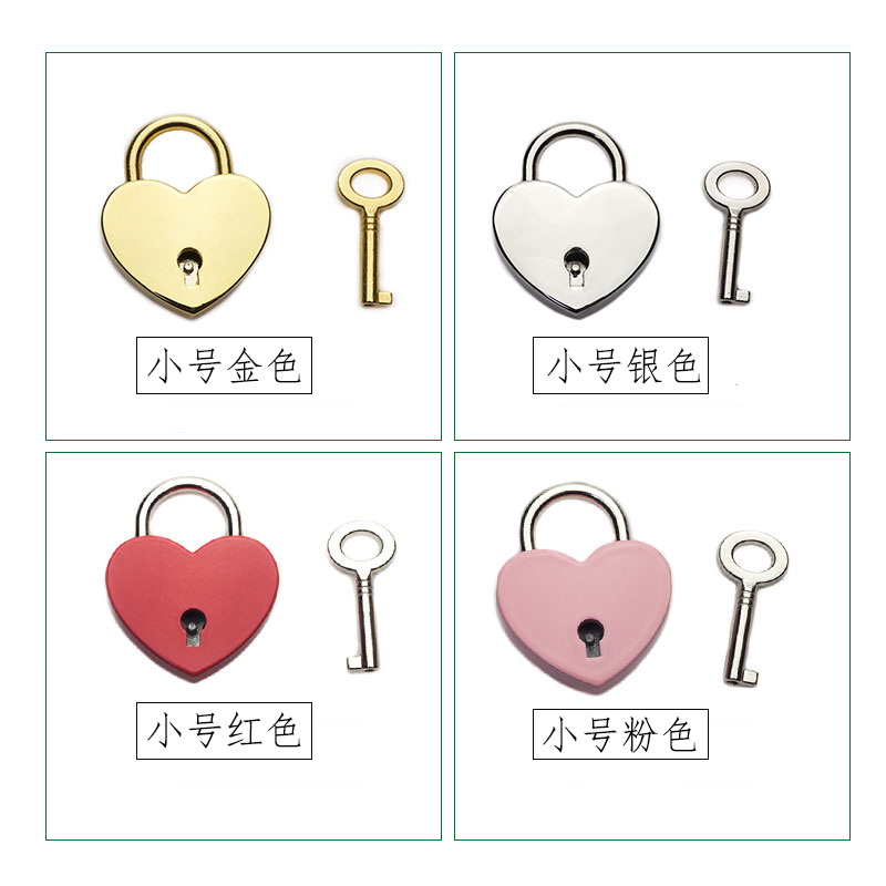 迷你爱心小挂锁箱包心形锁头金银色爱心装饰挂锁五金配饰婚庆饰品