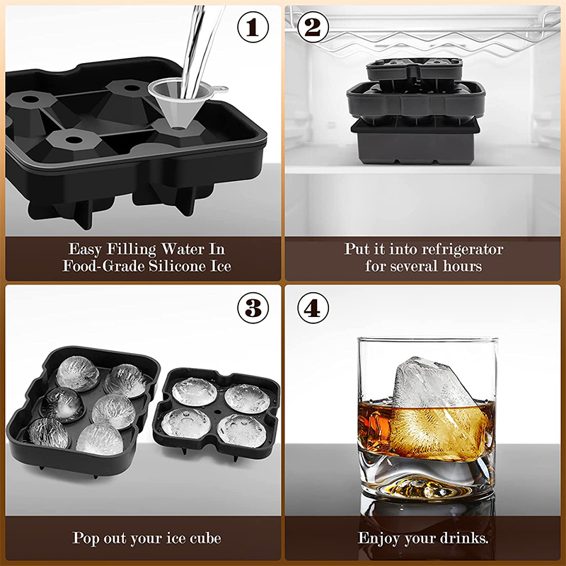 LMETJMA Large Ice Cube Trays Silicone Ice Cube Molds for Fre