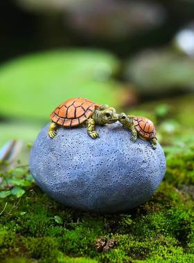 创意可爱小乌龟装饰摆件田园花盆微景观盆景鱼池动物造景工艺礼品
