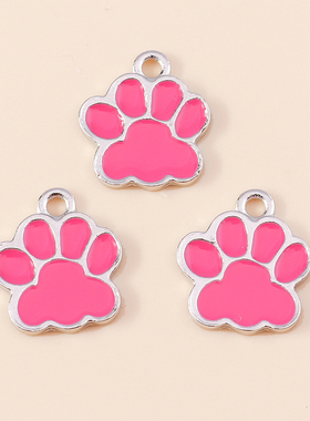 10pcs 16*17mm 5 Color Dog Paw Print Charms for Jewelry Makin
