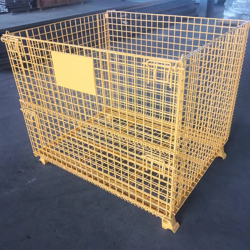 新款新品钢丝焊接折叠仓储笼仓库周转用可堆垛可带轮铁框周转储物