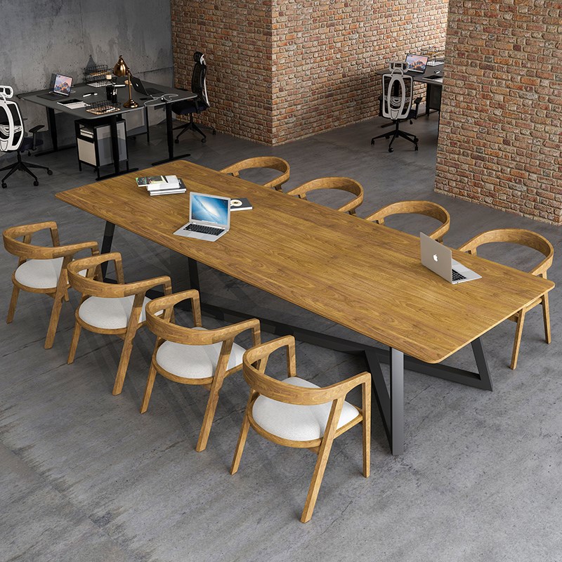 北欧实木大型会议桌长方形桌子长条办公现代简约公司洽谈桌椅组合