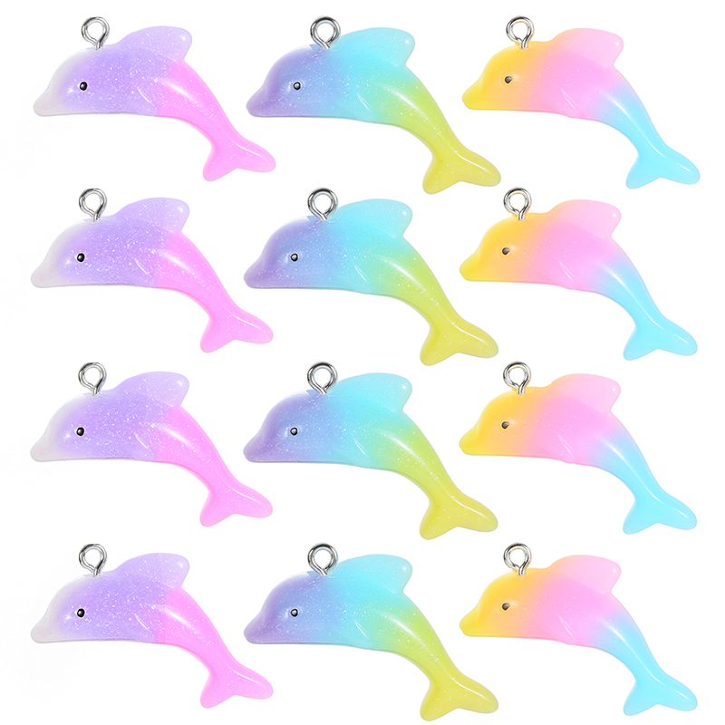 10pcs/pack Cute Charms Lovely Dolphin 33x17mm Resin Charms P