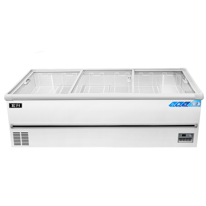 展示冰柜商用大容量保鲜冷冻两用透明玻璃卧式岛柜冷藏超市展示柜