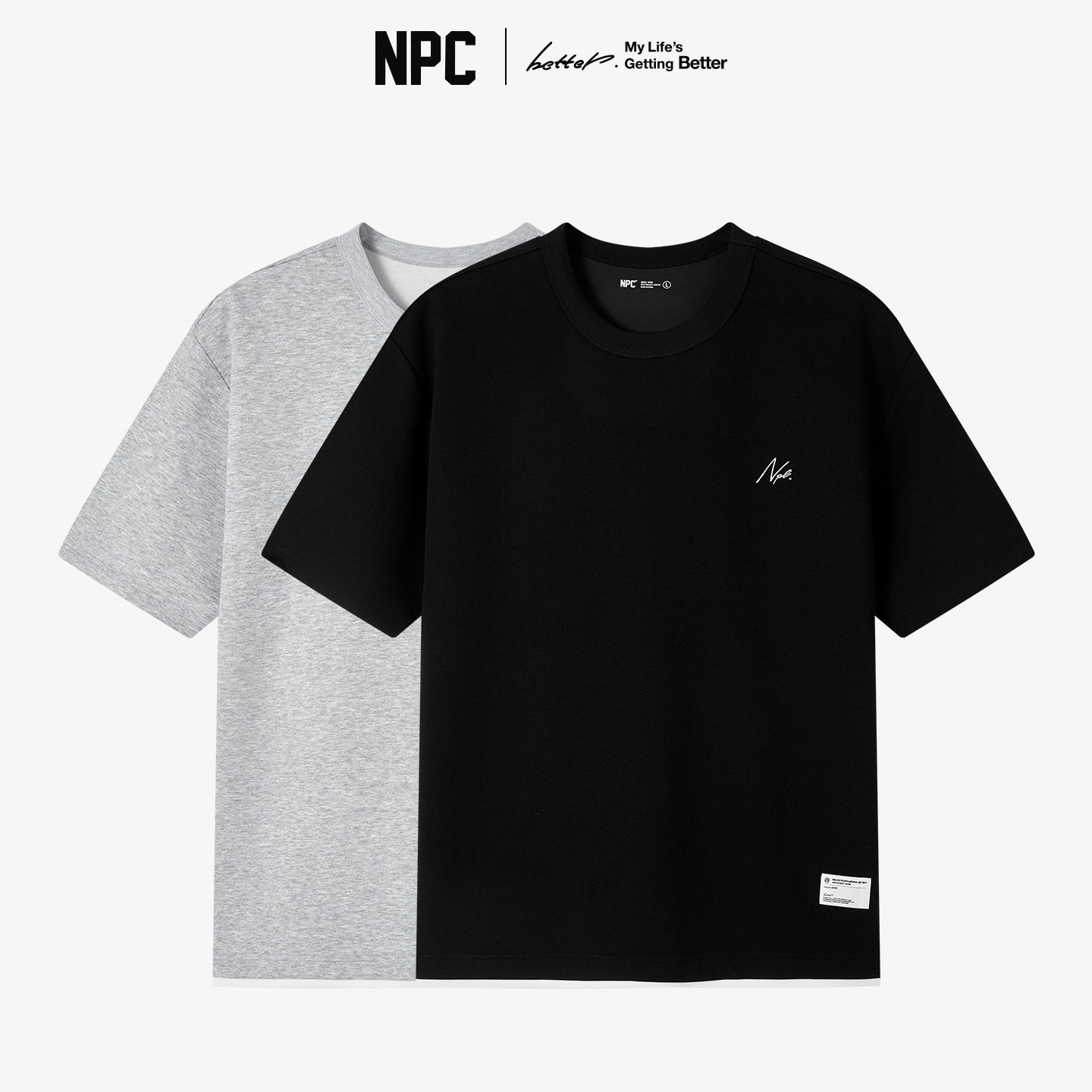 NPC潮牌胸口刺绣装饰假两件下摆短袖T恤弹力宽松官方正品假一赔十