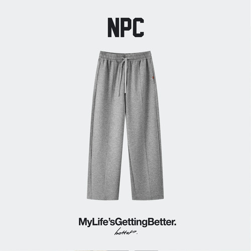 NPC潮牌立体莱赛尔嵌条休闲裤情侣款直筒裤上新官方正品假一赔十