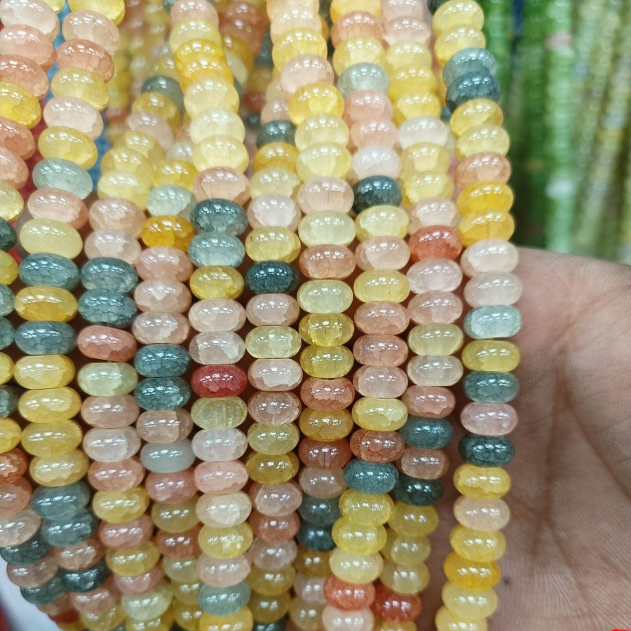 冰裂水染玻璃算盘珠5*8mm琉璃散珠半成品diy手串手链项链饰品配件