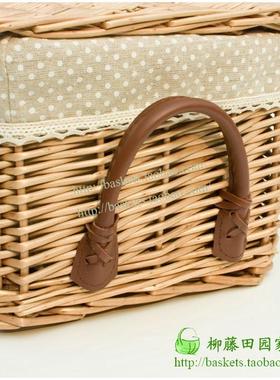 面储物盒编织田园柳非藤编草编竹编桌收纳筐收纳编篮收OFY纳箱收