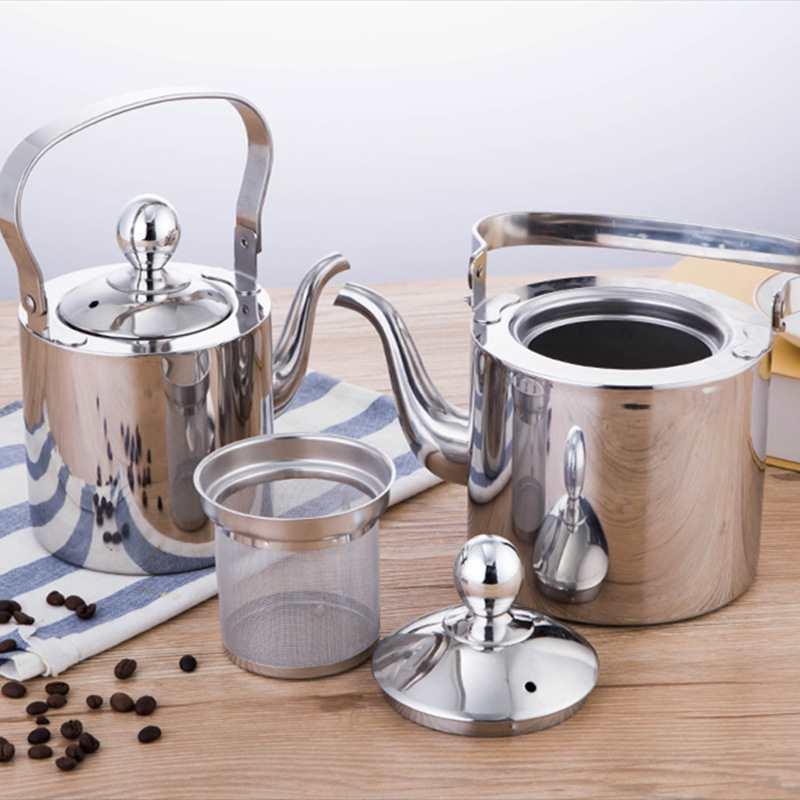 特厚不锈钢茶水带壶酒店F87MST9T饭店提餐厅用泡壶滤网梁水壶茶大