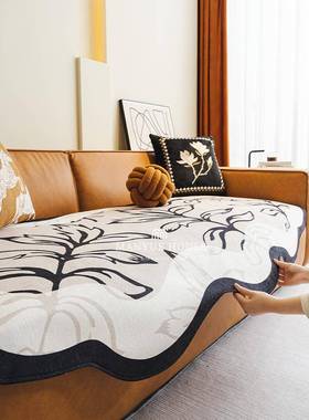 蔓越家芊芊蒲叶雪尔异形沙发垫东方滑卉沙尼发花tb-80692套罩防垫