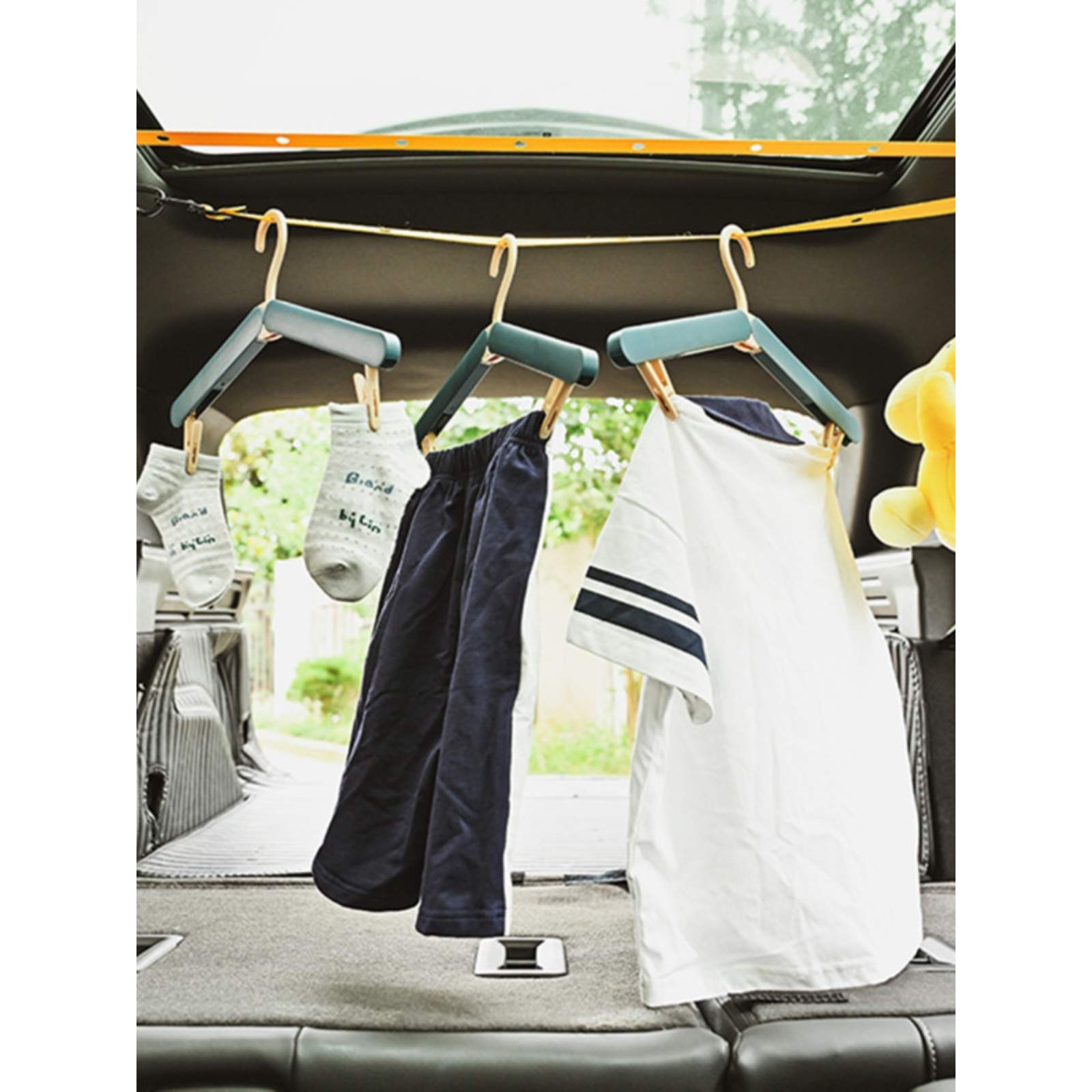 ?车用多功能晾衣绳子汽车内自驾户外露营酒店旅行晾衣服免打