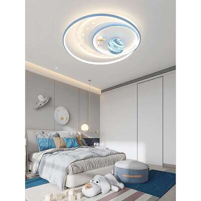 儿童房灯卧室灯现代简孩约男女A8041公孩主卡间通漫步星球房LED护