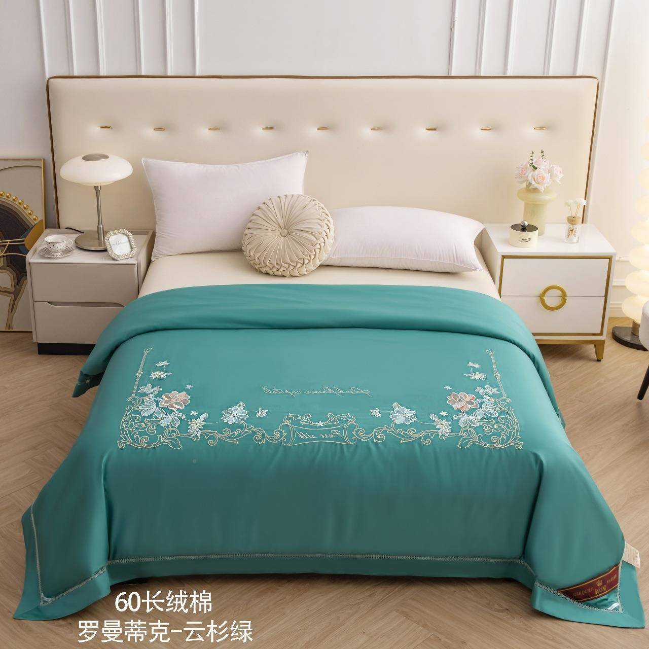 刺蚕丝纯被壳60支长绒棉绣花款被套单件棉绣被壳双X01被人罩