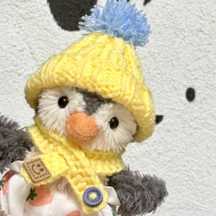 适用Jellycat花生企鹅娃衣11/23cm围巾帽子手工钩织头套礼物挂件