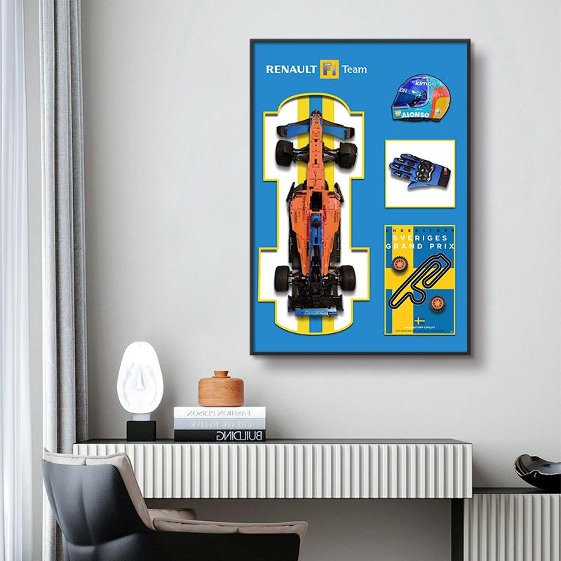 上墙积展示框男T151孩卧室床头木挂画迈凯伦F1汽车墙相儿童房框上
