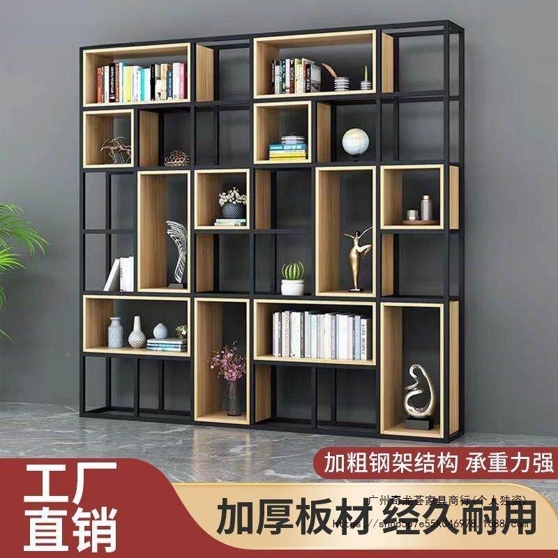 落地多层书架客厅实木式风铁艺收纳架美置物架公室办隔屏断VCK展