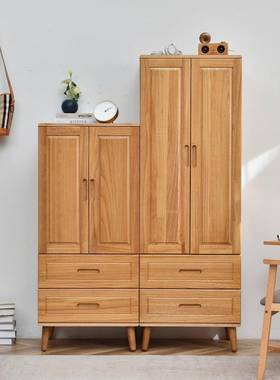 实木衣柜卧室纳户现代简约小型家用pxx10049儿收童房储柜物胡桃色