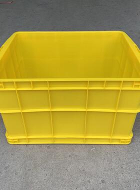 加HBL厚储塑料方周转箱黄色塑5料箱550-0箱长形物收纳箱带盖塑胶