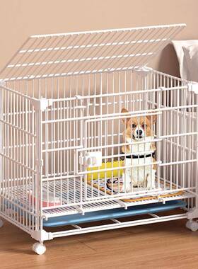 加粗笼子卡扣轮带室内小狗型犬狗笼子叠铁笼运输笼可加HJV宠物狗