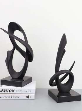 新中式意铸铁大理石装几何摆件样房书房客0561厅电视板柜桌面软饰