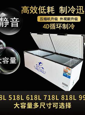 商用大容量卧式冰箱冰柜998L冷柜大冰柜冷藏双温小冰柜冷冻垒德株