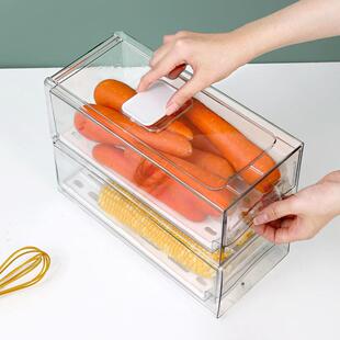 抽屉式收盒透明物冰箱纳冻冷食整理盒NSixnEQ/厨房保鲜橱柜塑料家
