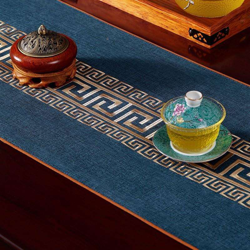 桌旗中式新茶中布式茶席禅意茶桌防水HYLL茶茶台布艺长条旗几垫布