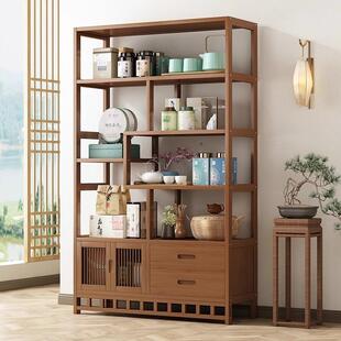 博古架摆件展示柜茶室置物架柜茶架茶柜中式多宝阁客厅酒柜隔断柜