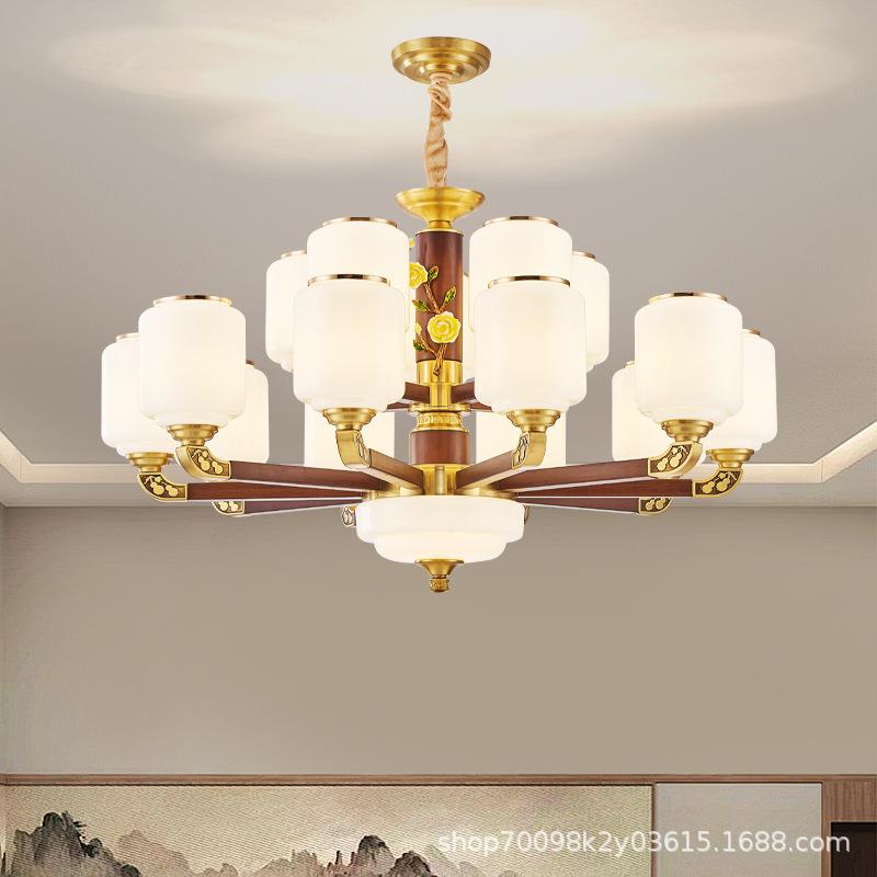 新中式全铜吊灯简约禅意大式厅实具高档中复243式楼酒木店灯主厅