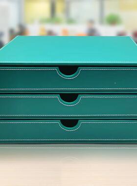 ftF769M8TJ皮资革办公桌面文件收纳盒多层文具储物柜A4用文件柜料