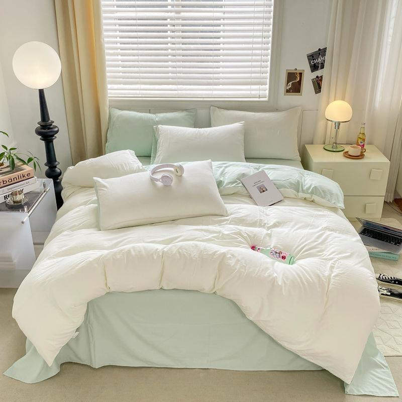 云A类100朵棉纯色上四件套套四季通用床单床学厂家直供生宿舍三件